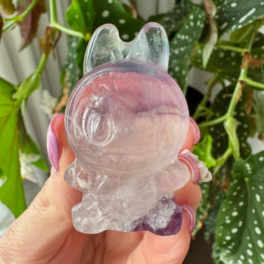 Rainbow Fluorite Sitting Labubu No4