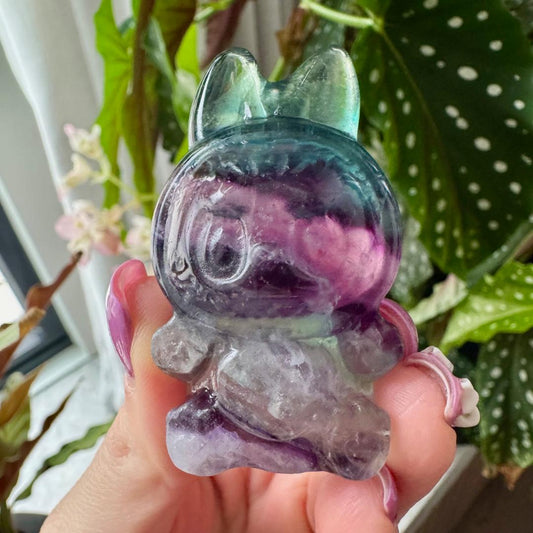 Rainbow Fluorite Sitting Labubu No1