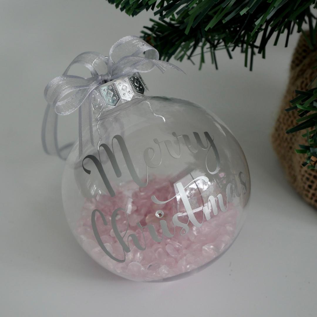 Rose Quartz Christmas Bauble Decoration