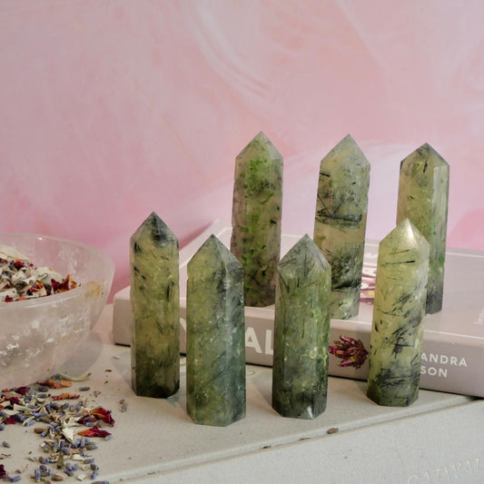 Tourmalinated Prehnite Towers