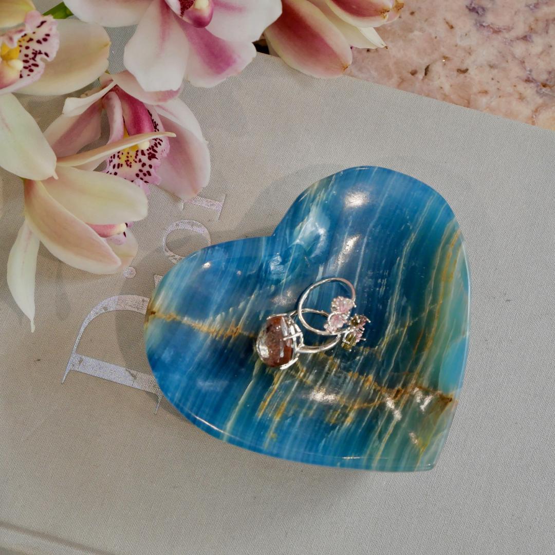 Blue Onyx Heart Bowls