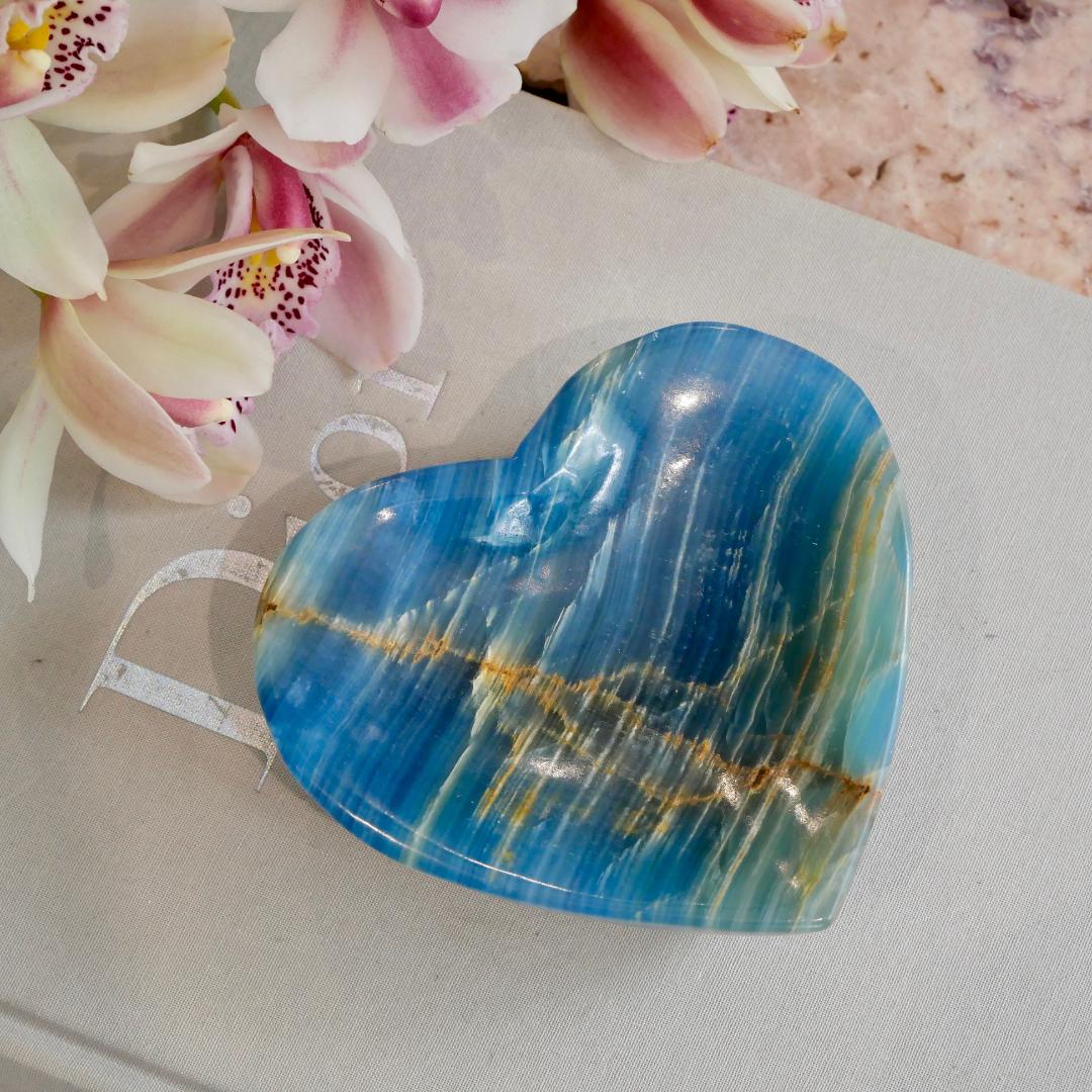 Blue Onyx Heart Bowls