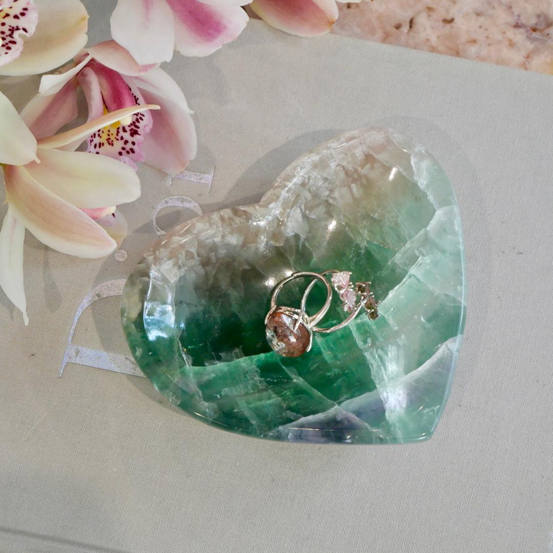 Green Fluorite Heart Bowls - Small