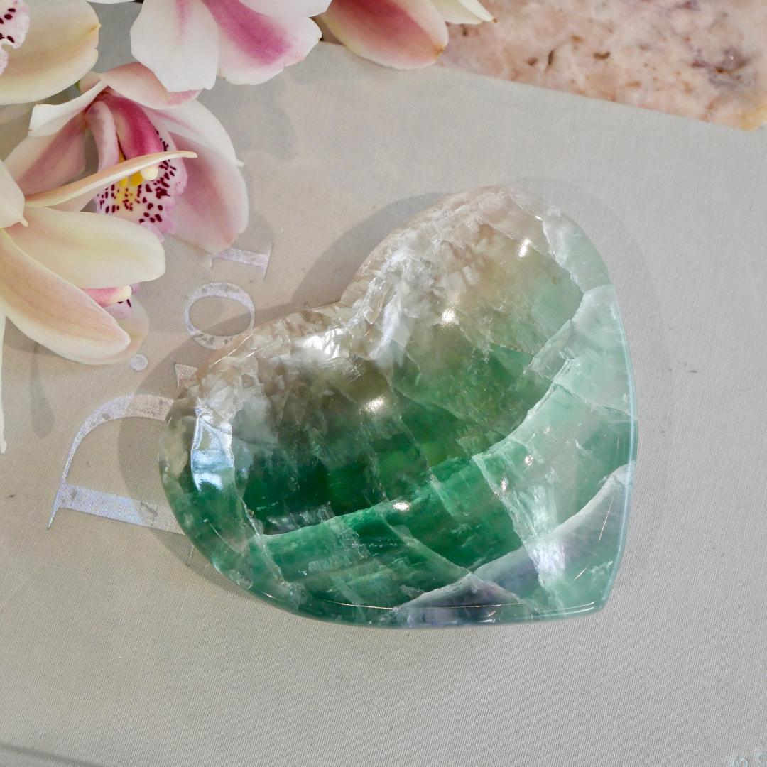 Green Fluorite Heart Bowls - Small