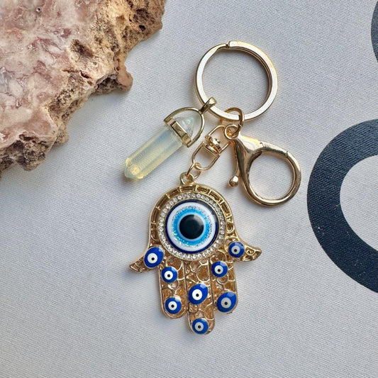 Hamsa Key Charm with Opalite Bullet