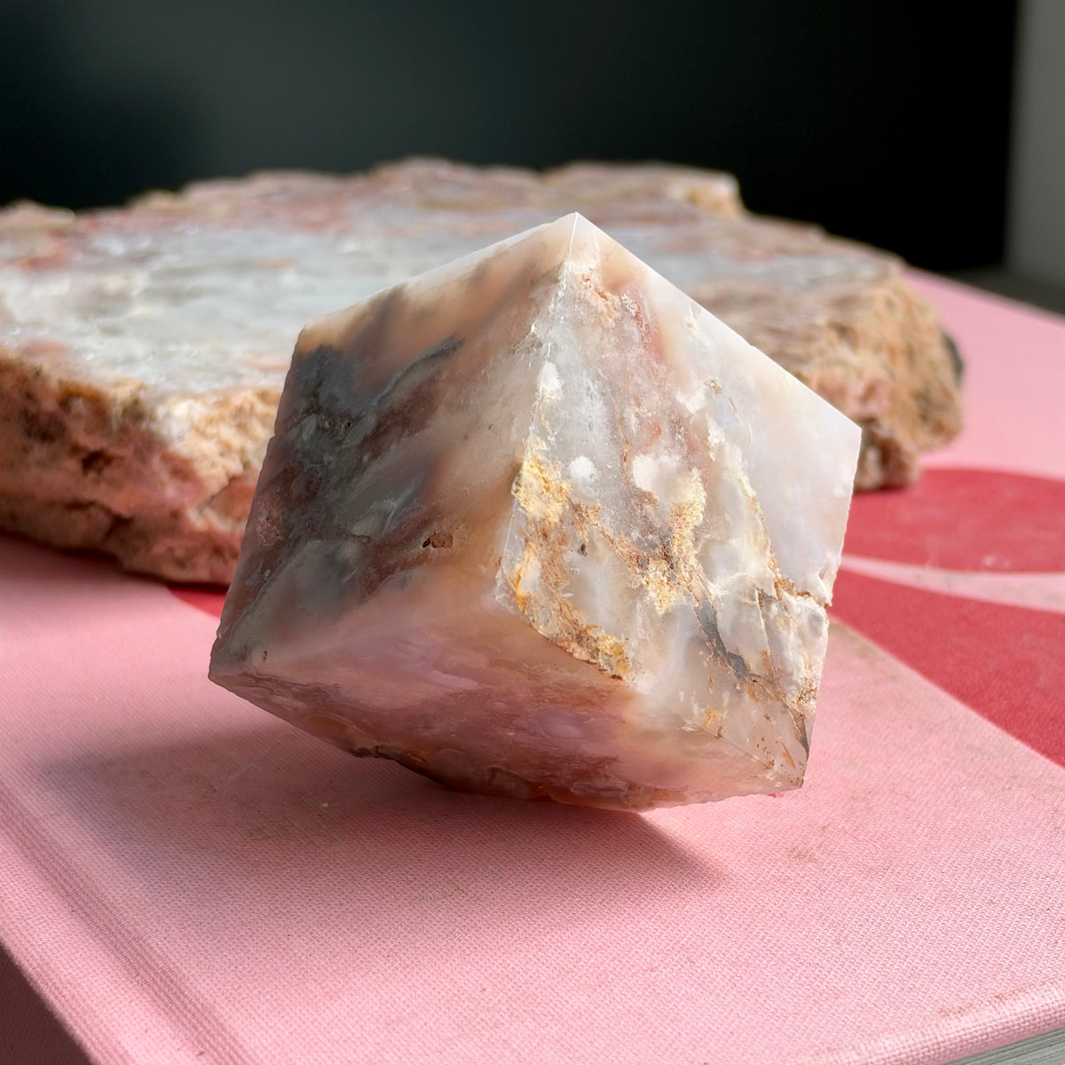Druzy Flower Agate 46mm Cube No 143
