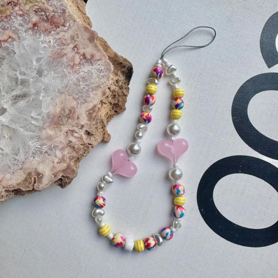 Hearts & Pearls Phone Charm