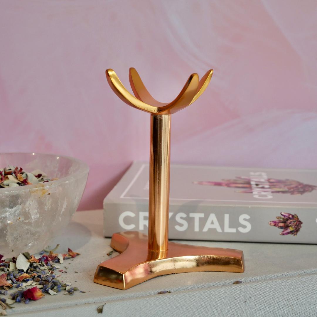 Small Rose Gold Sphere Stand – B Zen Crystals