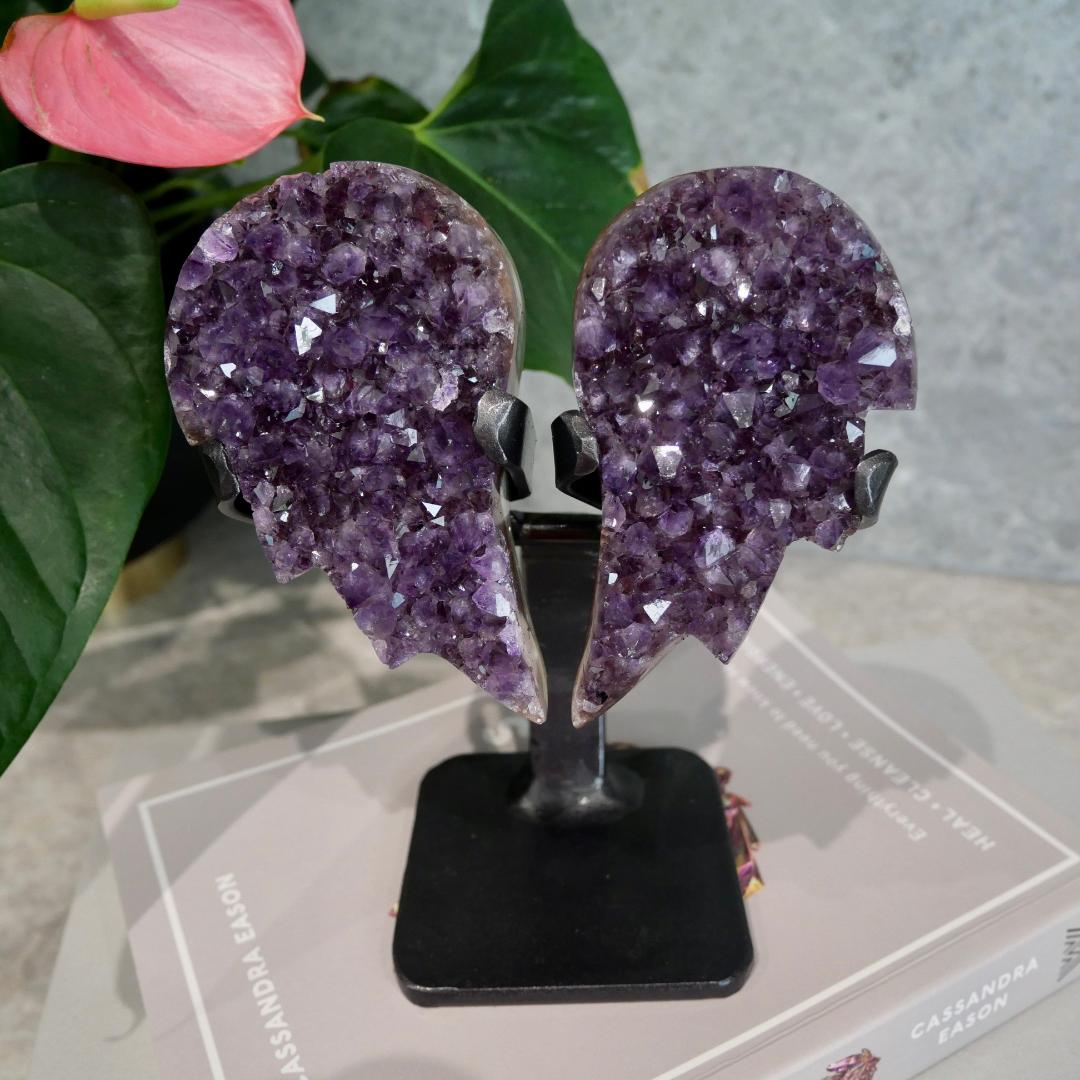 Amethyst with Jasper Angel Wings on Stand No 227