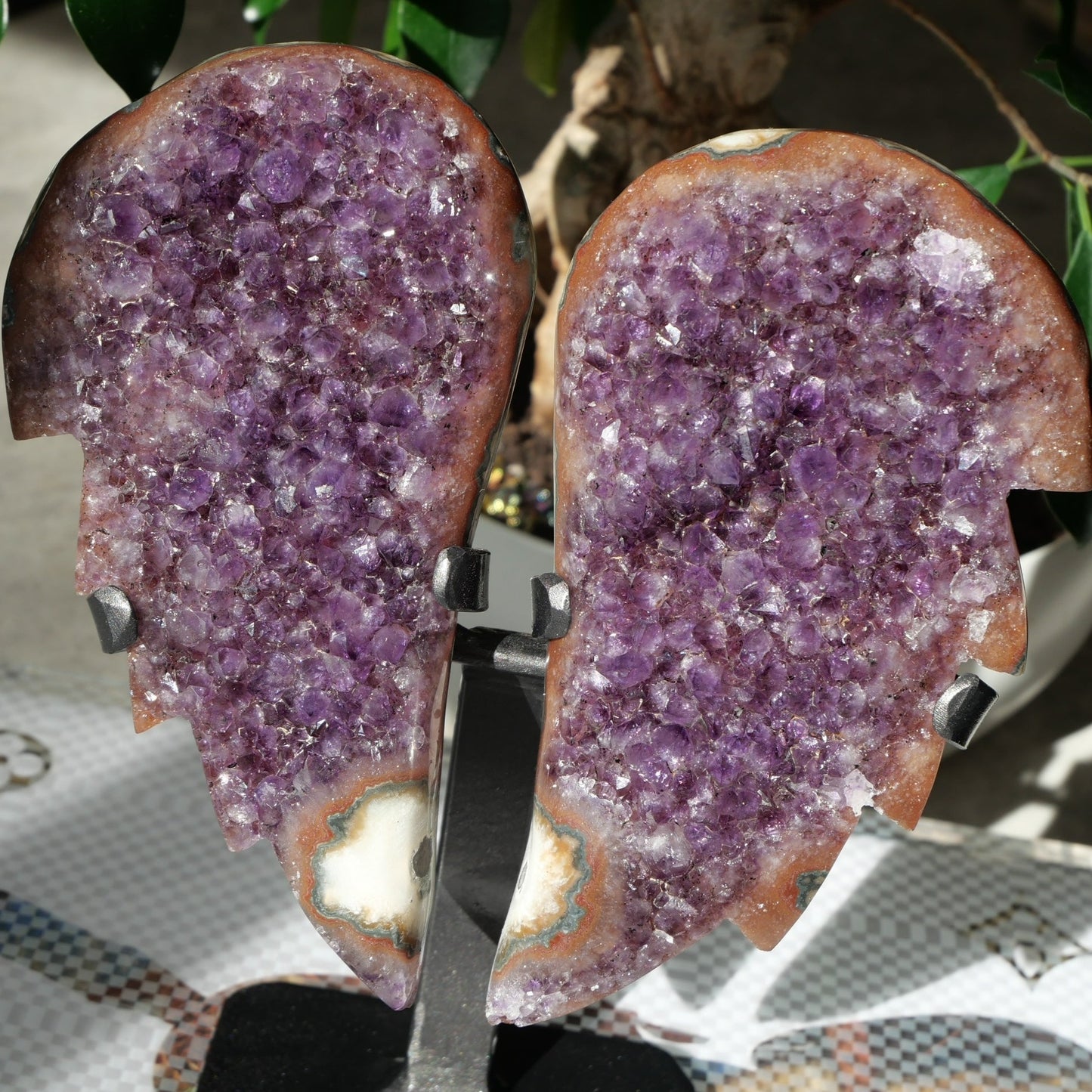 Amethyst with Jasper Angel Wings on Stand No 228