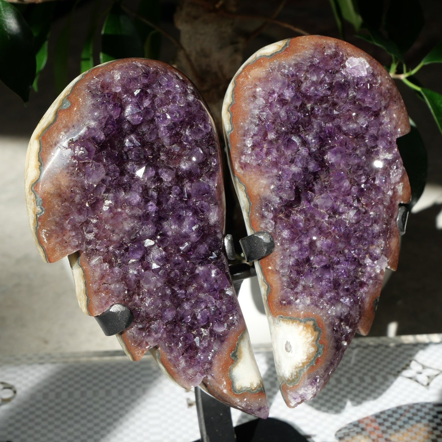 Amethyst with Jasper Angel Wings on Stand No 228