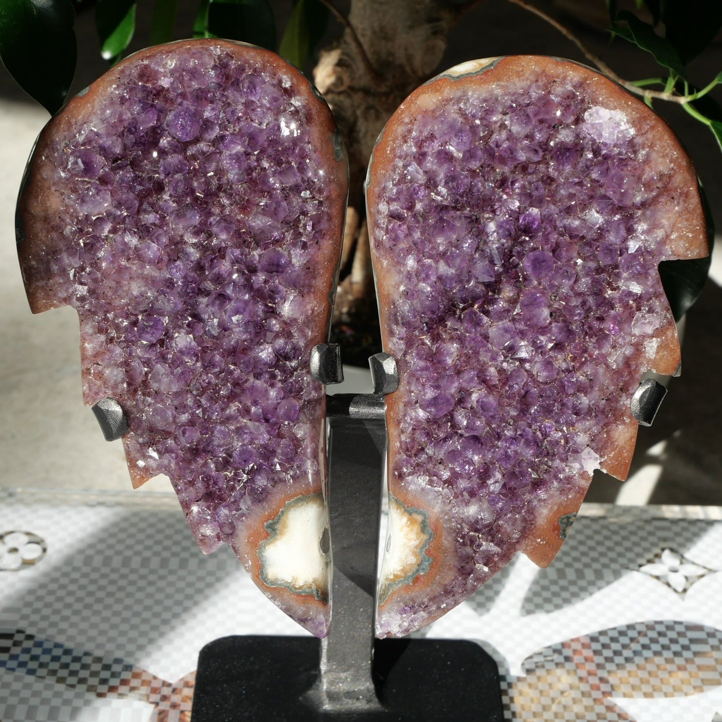 Amethyst with Jasper Angel Wings on Stand No 228