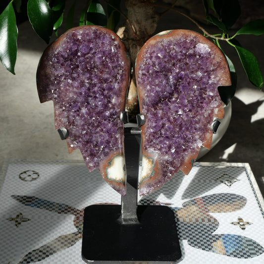 Amethyst with Jasper Angel Wings on Stand No 228