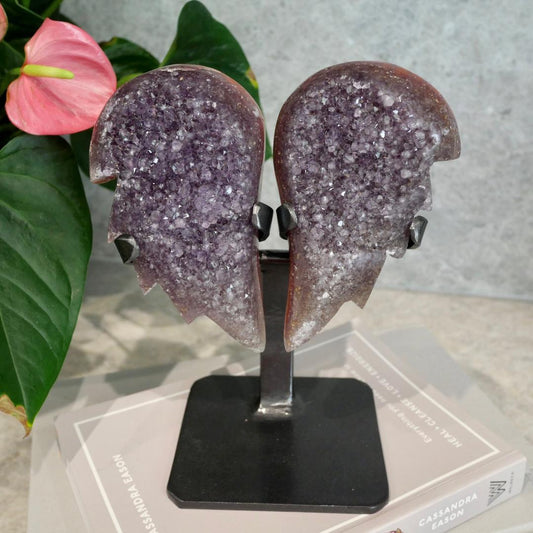 Amethyst with Jasper Angel Wings on Stand No 230