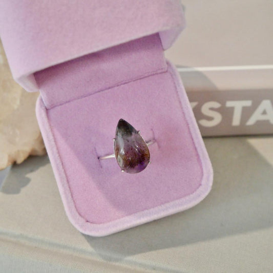 Auralite -23 Teardrop Silver Adjustable Ring No 95