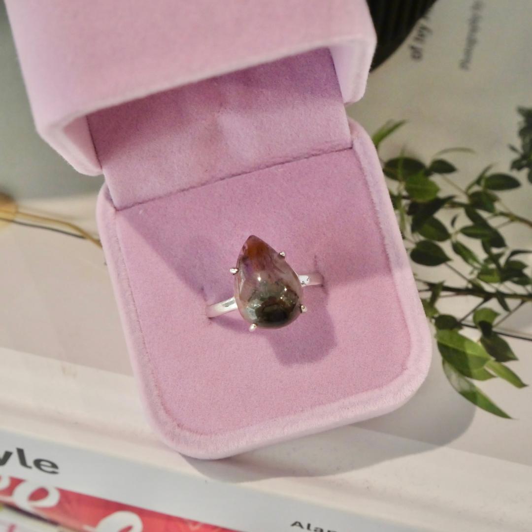 Auralite-23 Teardrop Silver Adjustable Ring No 96