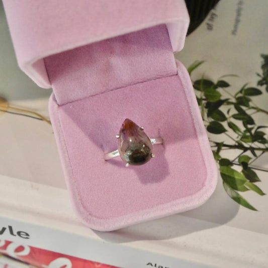 Auralite-23 Teardrop Silver Adjustable Ring No 96