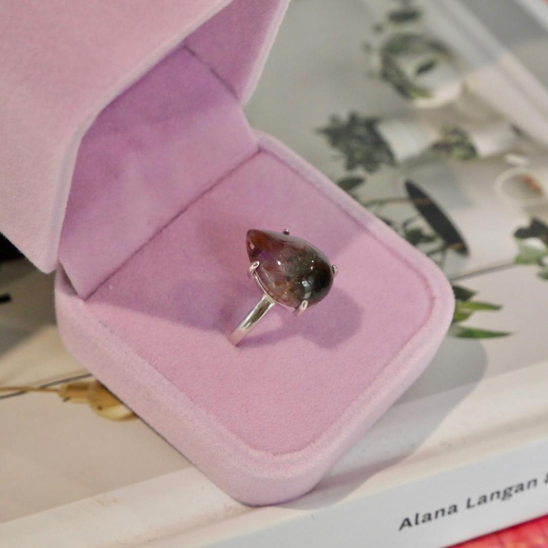 Auralite-23 Teardrop Silver Adjustable Ring No 96