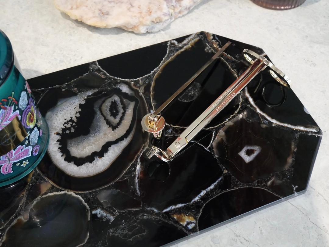 Black Agate Rectangle Platter with angled edges