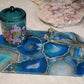 Blue Agate Rectangle Platter with angled edges