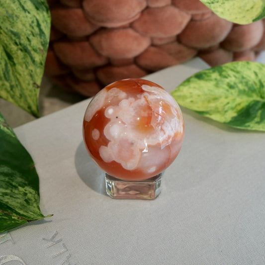 Carnelian with Flower Agate Sphere No 77