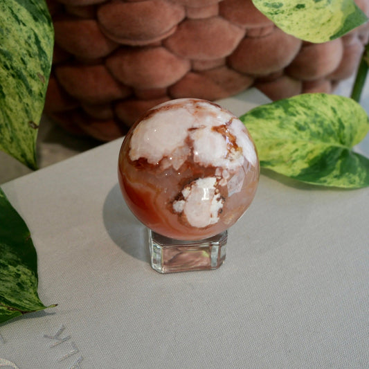 Carnelian with Flower Agate Sphere No 78