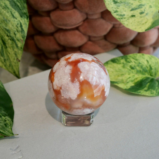 Carnelian with Flower Agate Sphere No 79