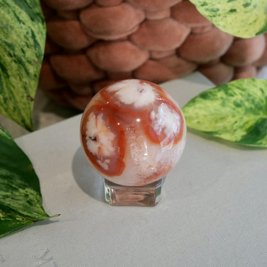 Carnelian with Flower Agate Sphere No 80