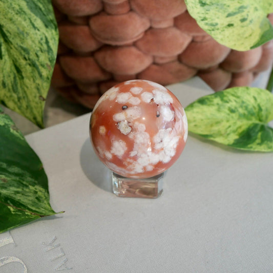 Carnelian with Flower Agate Sphere No 82