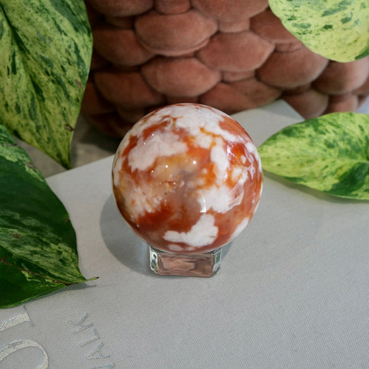 Carnelian with Flower Agate Sphere No 83