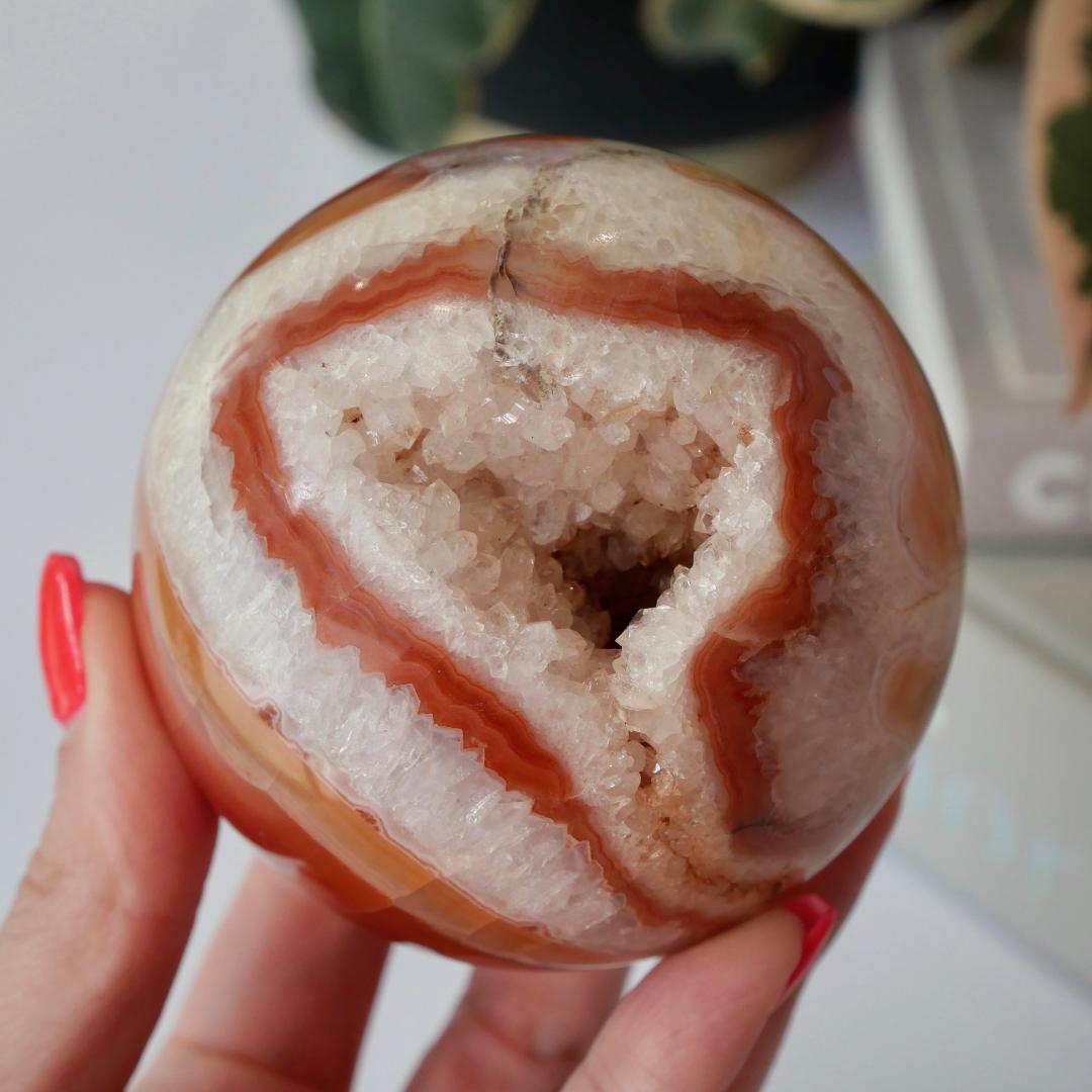 Carnelian Sphere with Quartz No 233