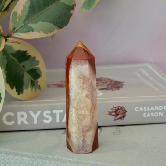 Carnelian Tower with Clear Quartz & Amethyst No 438