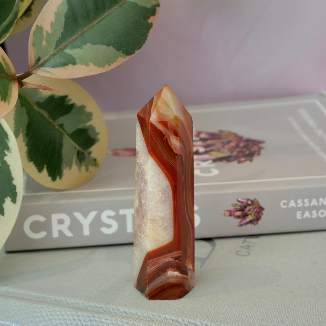 Carnelian Tower with Clear Quartz & Amethyst No 438