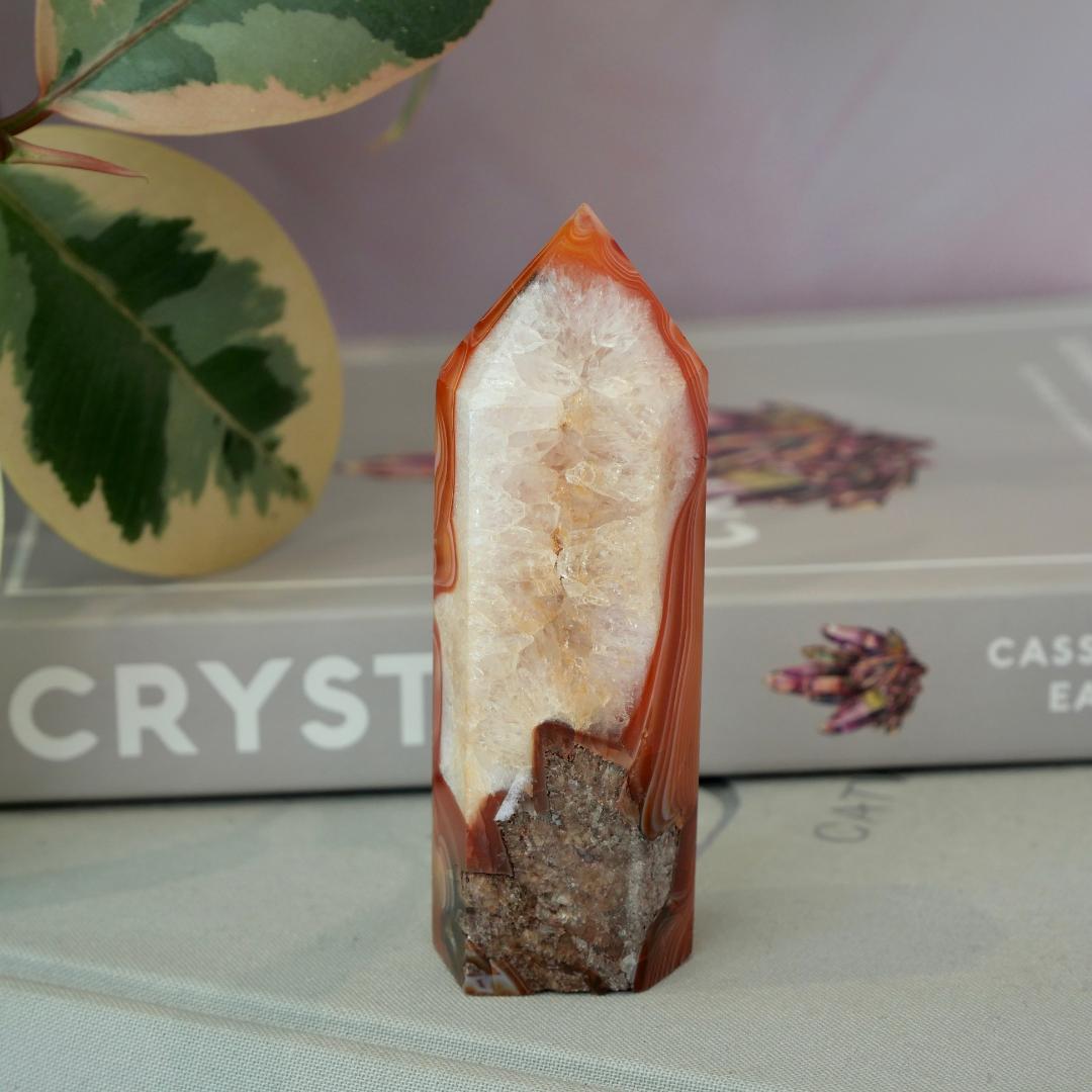 Carnelian Tower with Clear Quartz No 444