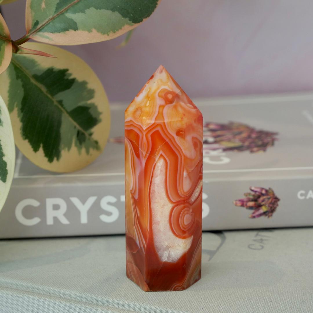 Carnelian Tower with Clear Quartz No 444