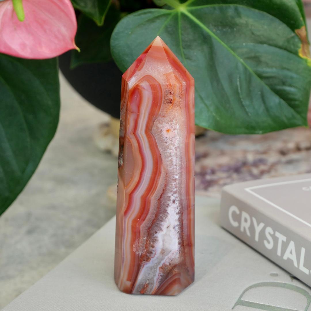 Carnelian Tower with Clear Quartz Tower No 54