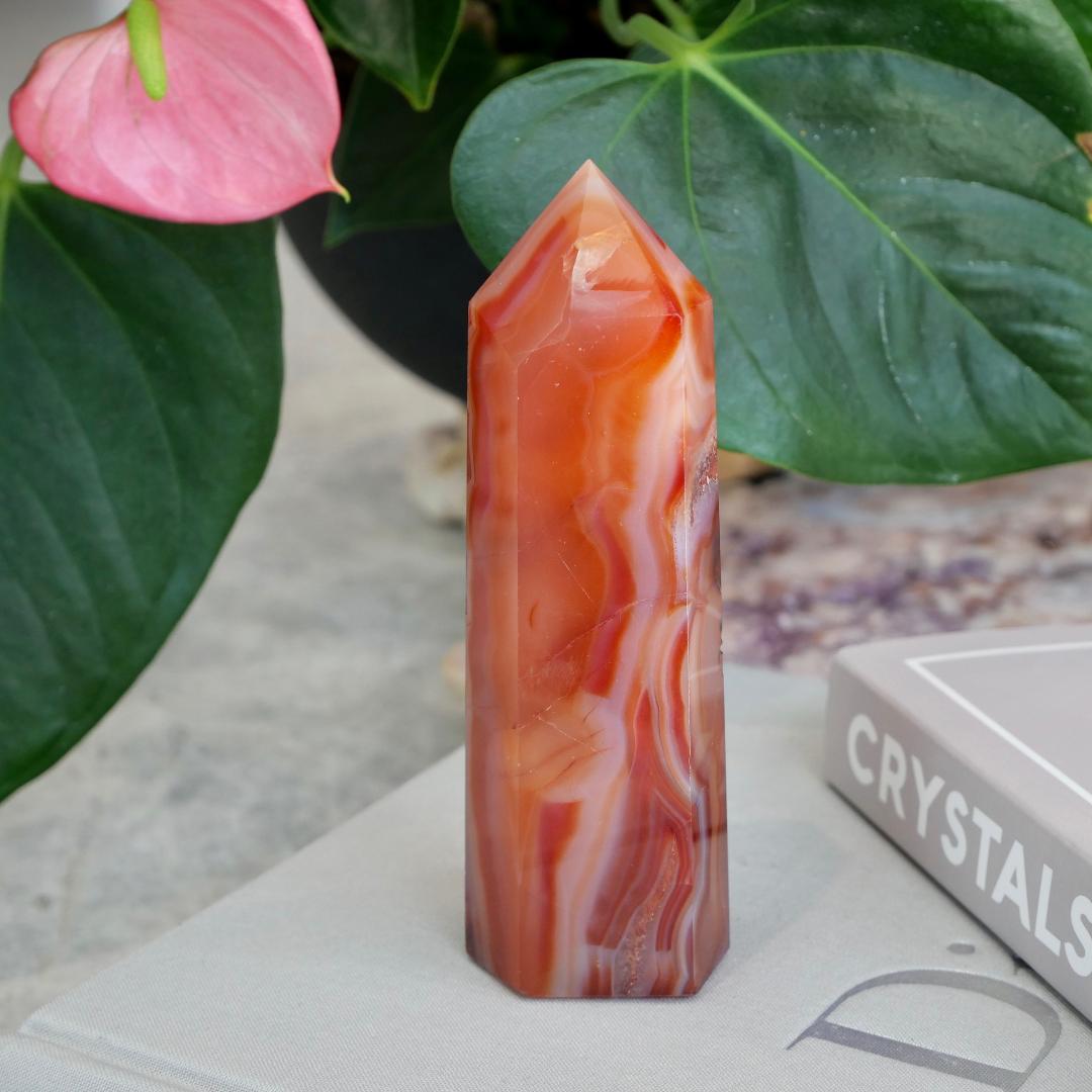 Carnelian Tower with Clear Quartz Tower No 54