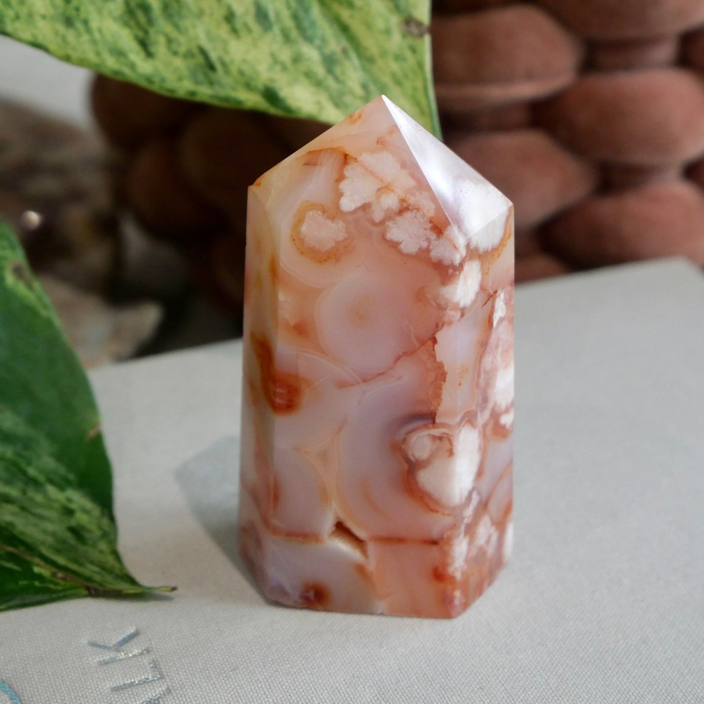 Carnelian with Flower Agate Tower No 90