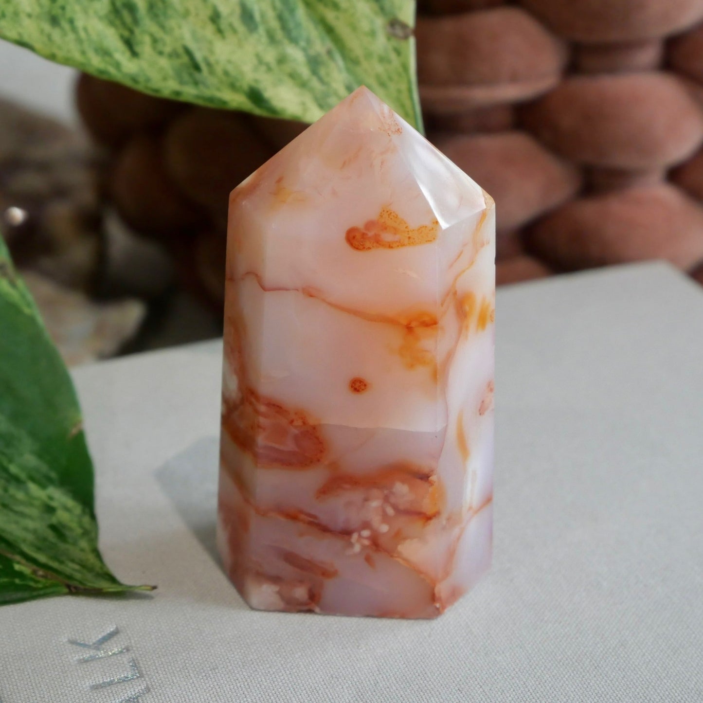 Carnelian with Flower Agate Tower No 90