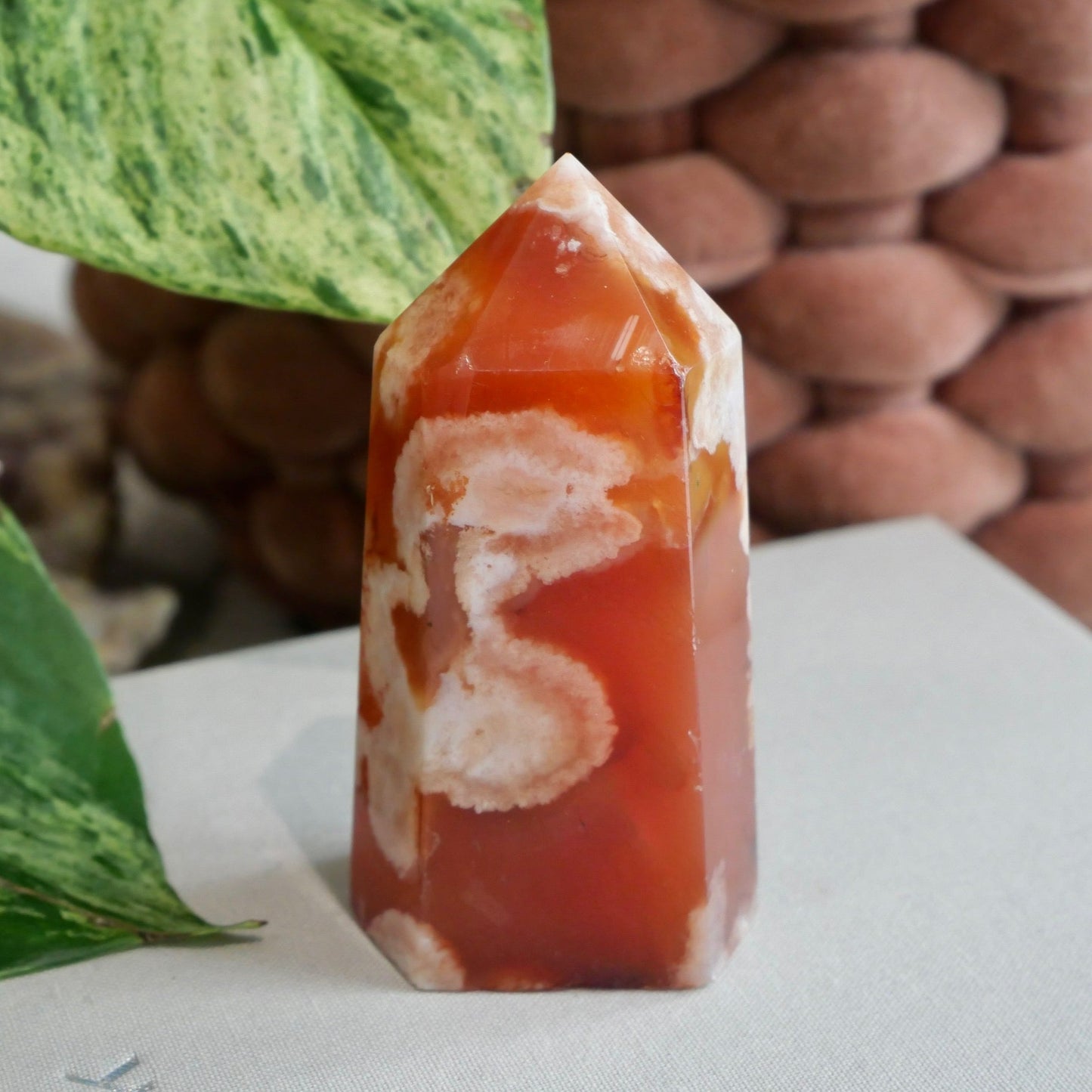 Carnelian with Flower Agate Tower No 91