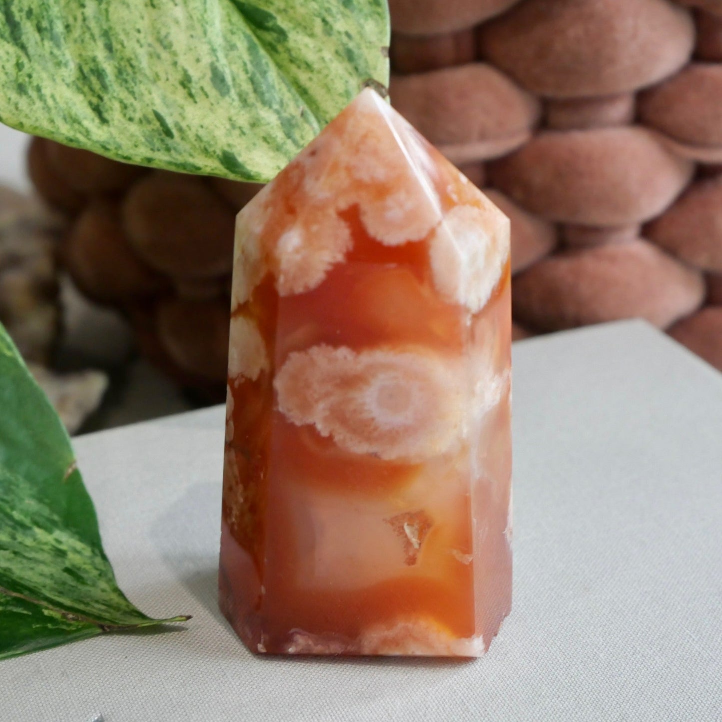 Carnelian with Flower Agate Tower No 91