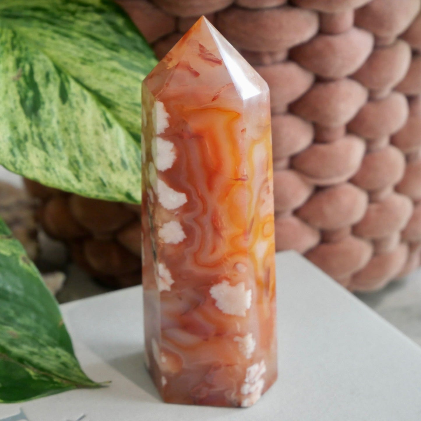 Carnelian with Flower Agate Tower No 94