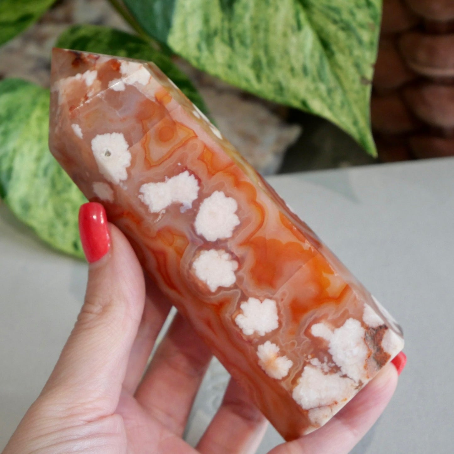 Carnelian with Flower Agate Tower No 94