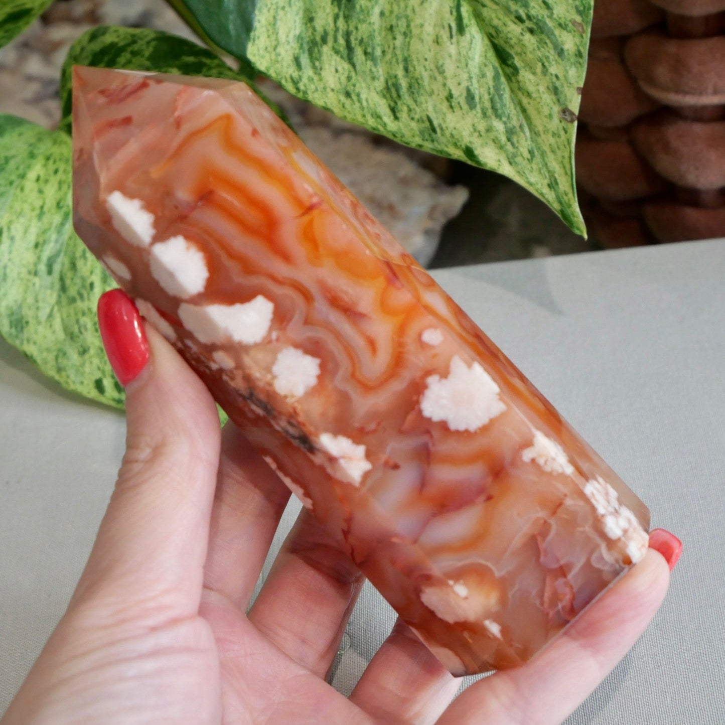 Carnelian with Flower Agate Tower No 94