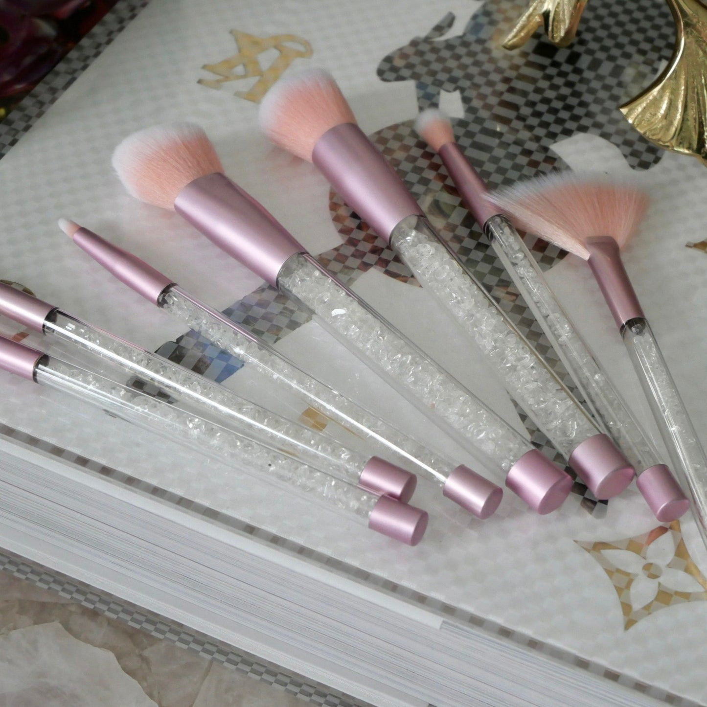 Clear Quartz Set of 7 Make Up Brushes