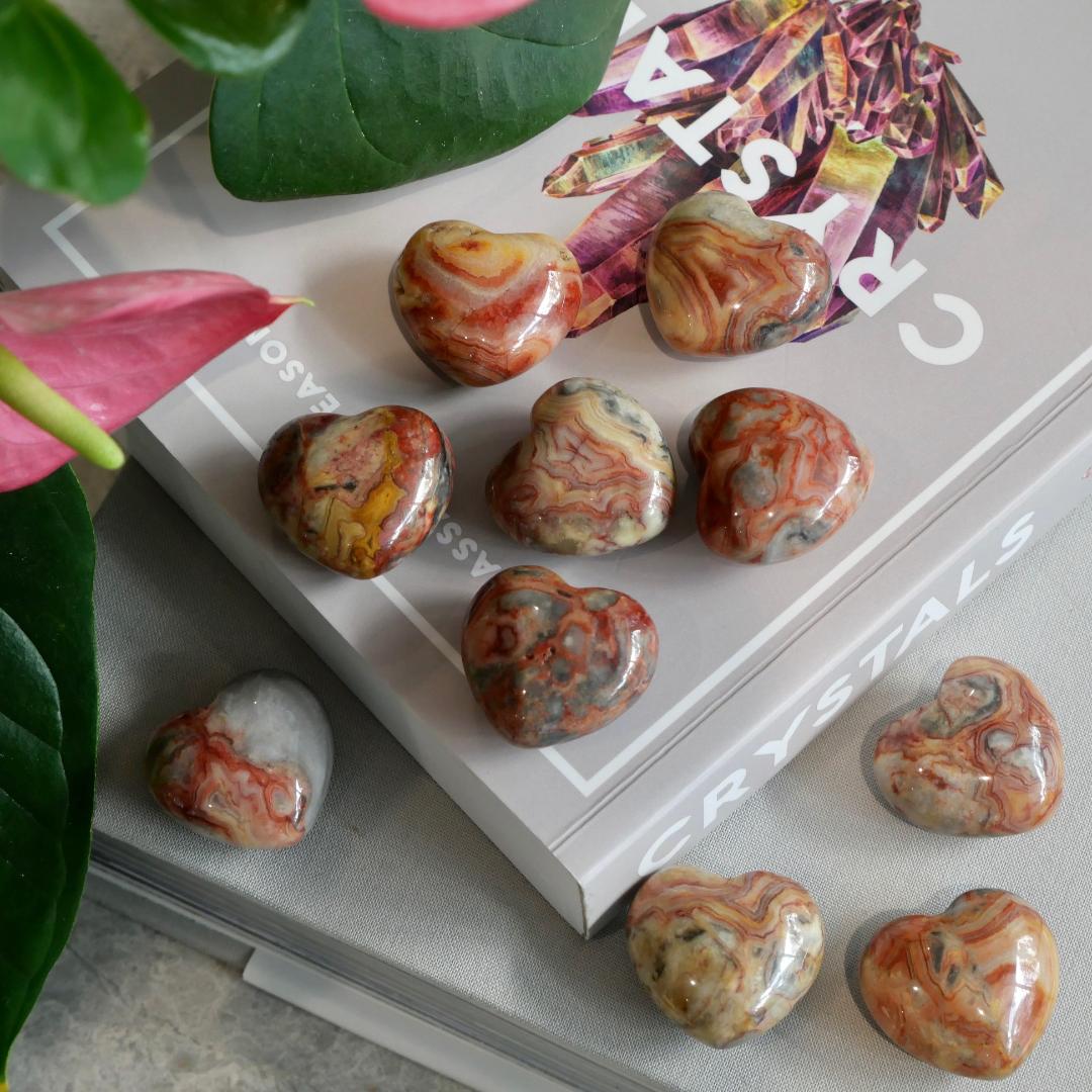 Crazy Lace Agate Small Hearts