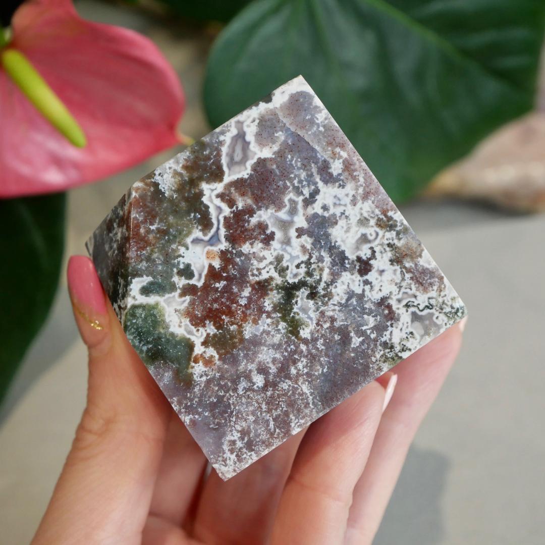 Druzy Pink Ocean Jasper Cube