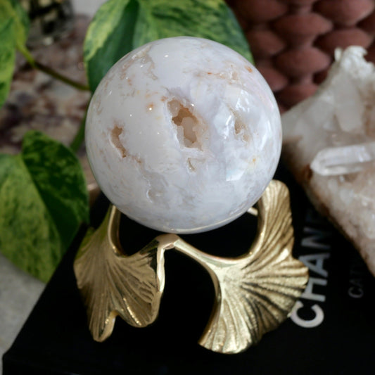 Druzy White Ocean Jasper Sphere No 312