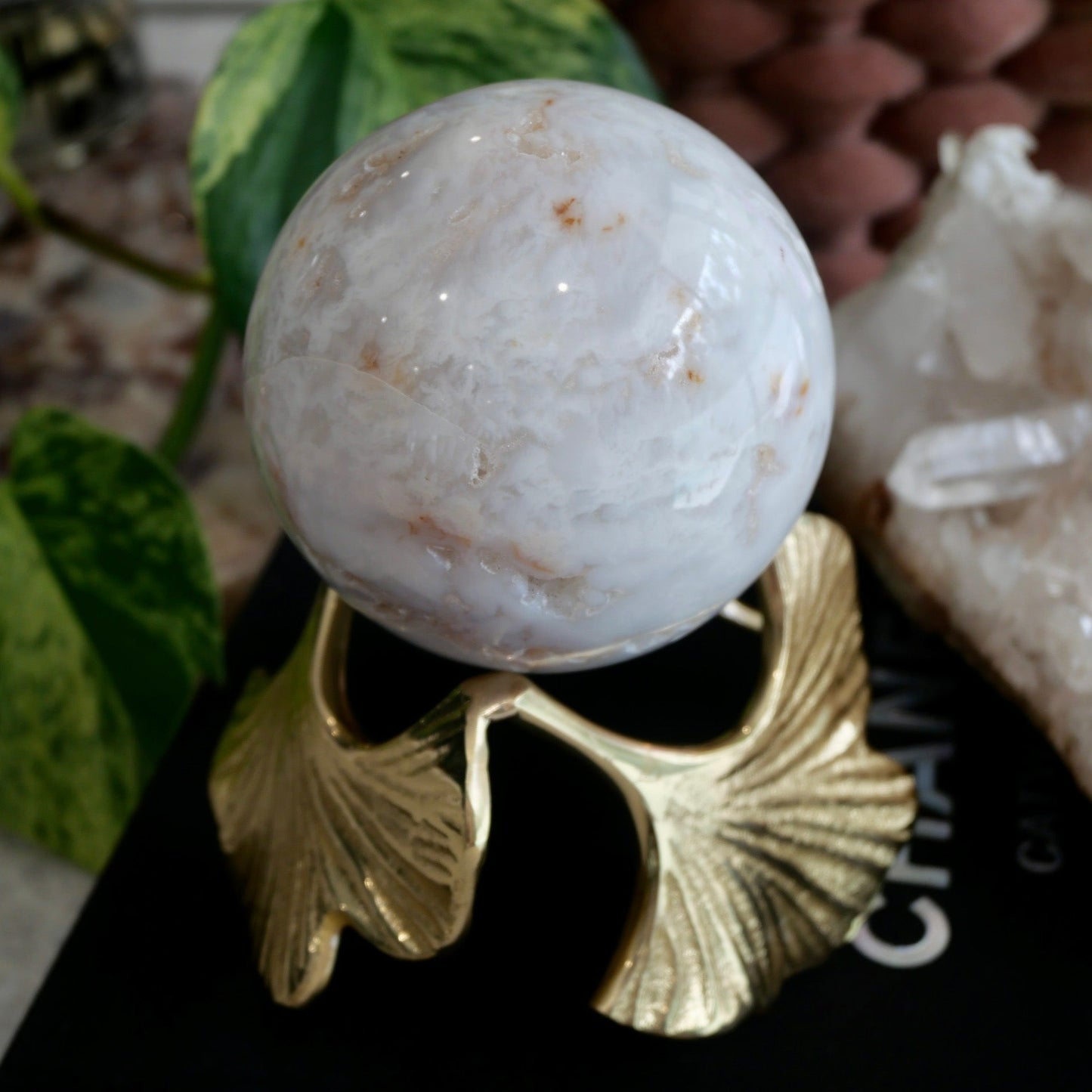 Druzy White Ocean Jasper Sphere No 312