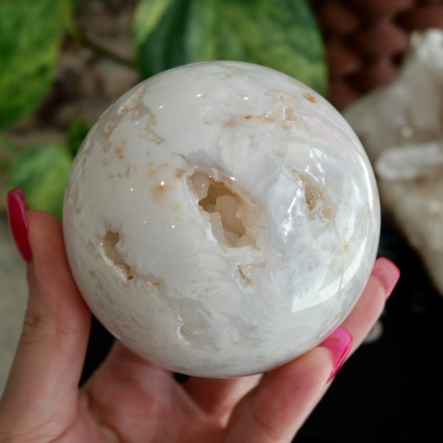 Druzy White Ocean Jasper Sphere No 312